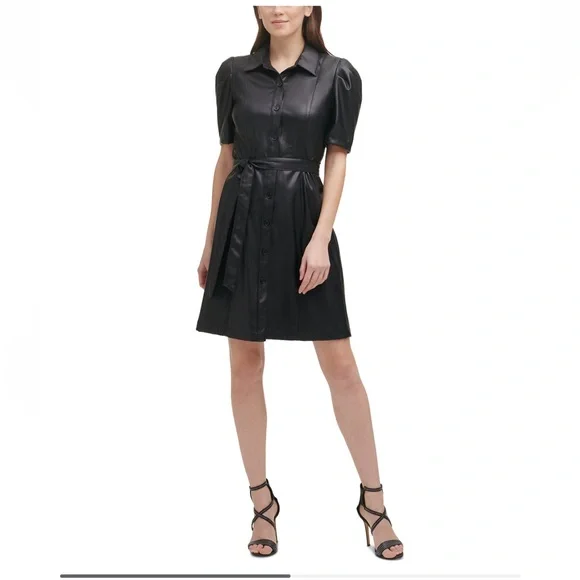 Dkny faux leather shirt dress NWT - Picture 2 of 3